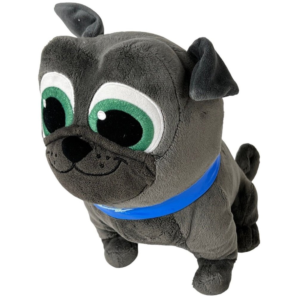 Disney Store Puppy Dog Pals Bongo Plush Stuffed‎ Animal 12” Toy Gray Blue Collar
